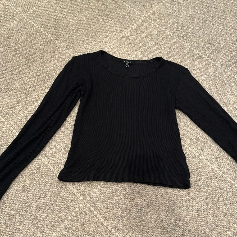 Flowers by Zoe (fbz) black ribbed stretchy top girls xl